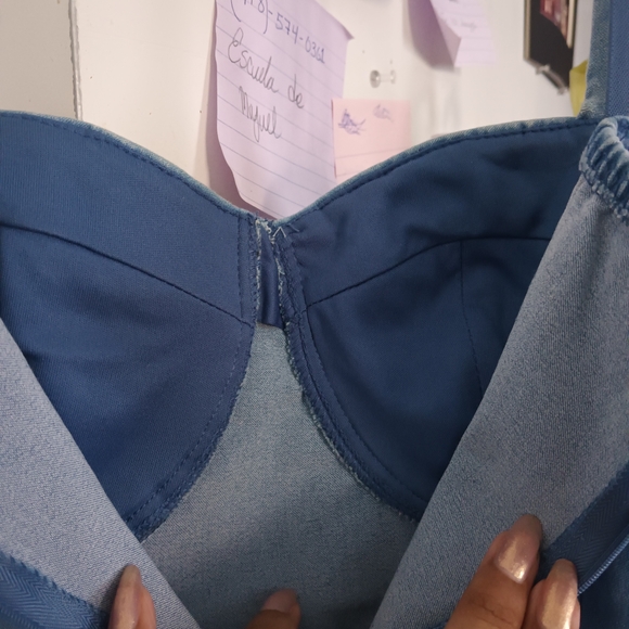 Haute Monde Blue Denim Overalls with Gold Details - Picture 9 of 13